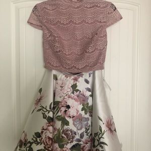 City Studio Two Piece Floral Lace Dress